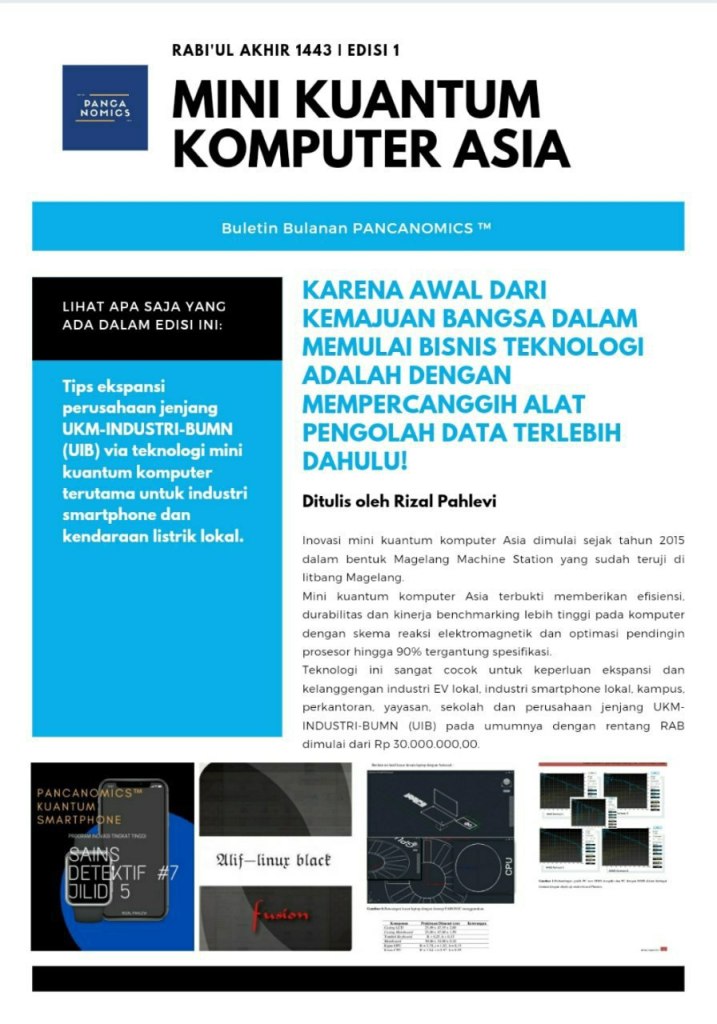 MINI KUANTUM KOMPUTER PANCANOMICS SELANGKAH LEBIH MAJU DARI KUANTUM KOMPUTER EROPA, CHINA DAN AMERIKA SERTA LEBIH UNGGUL DALAM STABILITAS DAN DURABILITAS*.